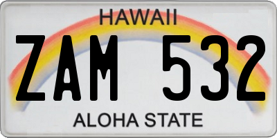 HI license plate ZAM532