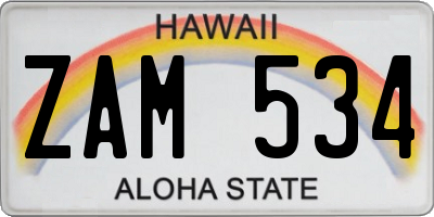 HI license plate ZAM534