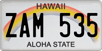 HI license plate ZAM535