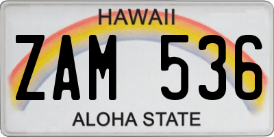 HI license plate ZAM536