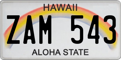HI license plate ZAM543