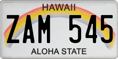 HI license plate ZAM545