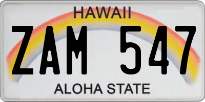 HI license plate ZAM547