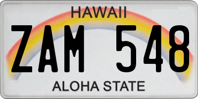 HI license plate ZAM548