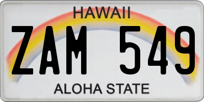 HI license plate ZAM549
