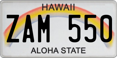 HI license plate ZAM550