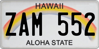 HI license plate ZAM552