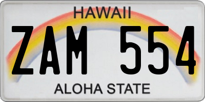 HI license plate ZAM554