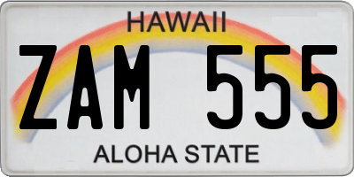 HI license plate ZAM555