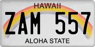 HI license plate ZAM557