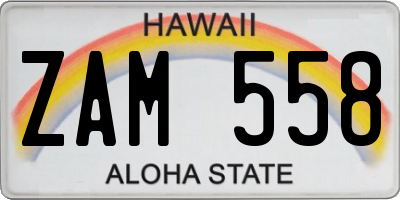 HI license plate ZAM558