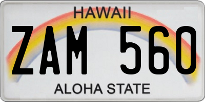 HI license plate ZAM560