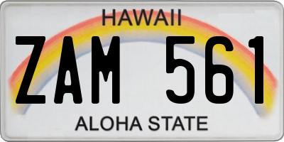 HI license plate ZAM561