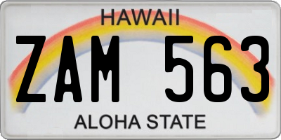 HI license plate ZAM563