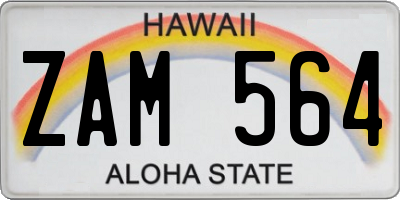 HI license plate ZAM564