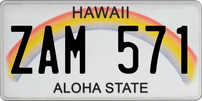 HI license plate ZAM571