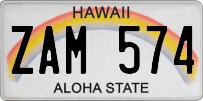 HI license plate ZAM574