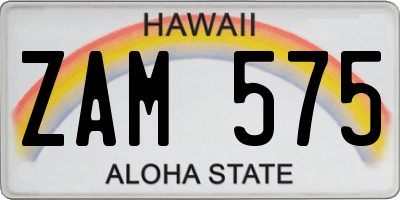 HI license plate ZAM575