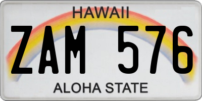 HI license plate ZAM576
