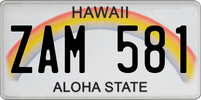 HI license plate ZAM581
