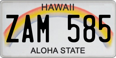 HI license plate ZAM585