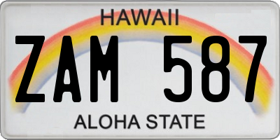 HI license plate ZAM587