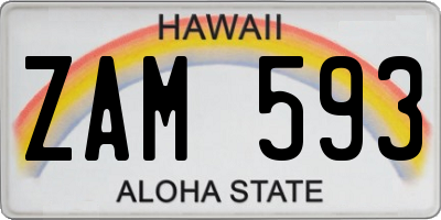 HI license plate ZAM593