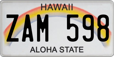HI license plate ZAM598