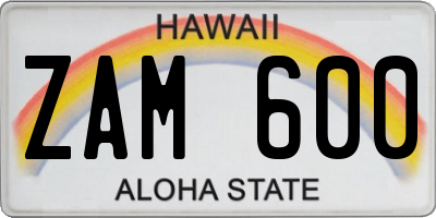 HI license plate ZAM600