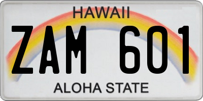 HI license plate ZAM601