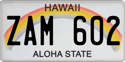 HI license plate ZAM602