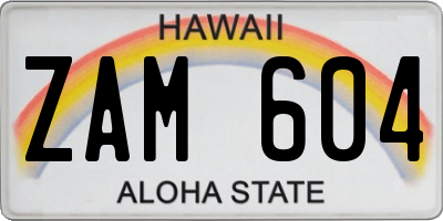 HI license plate ZAM604