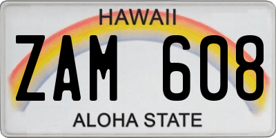 HI license plate ZAM608