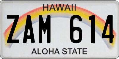 HI license plate ZAM614