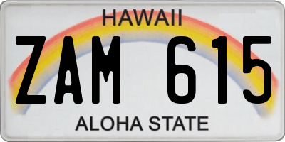 HI license plate ZAM615
