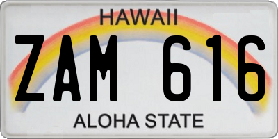 HI license plate ZAM616