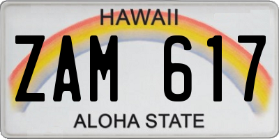 HI license plate ZAM617