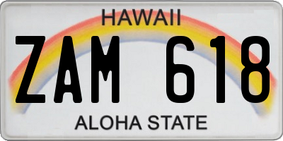 HI license plate ZAM618