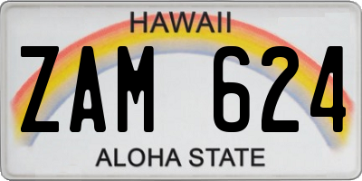 HI license plate ZAM624