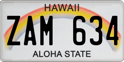 HI license plate ZAM634