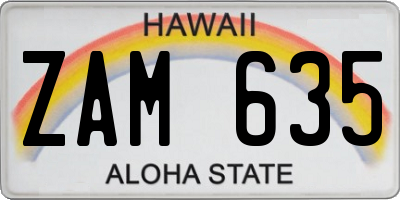 HI license plate ZAM635