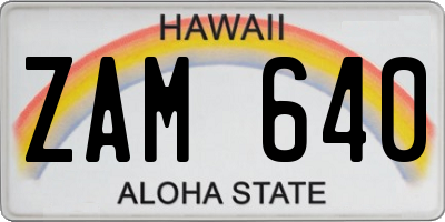 HI license plate ZAM640