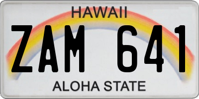 HI license plate ZAM641