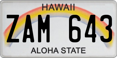 HI license plate ZAM643