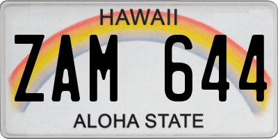 HI license plate ZAM644