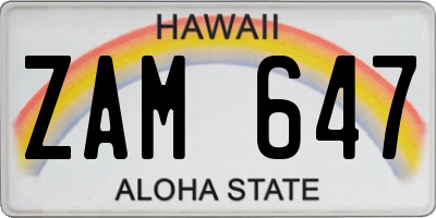 HI license plate ZAM647