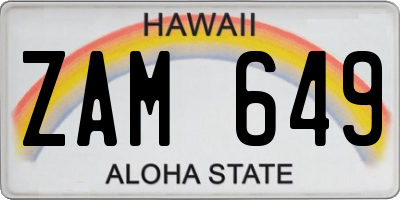 HI license plate ZAM649