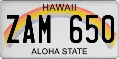 HI license plate ZAM650