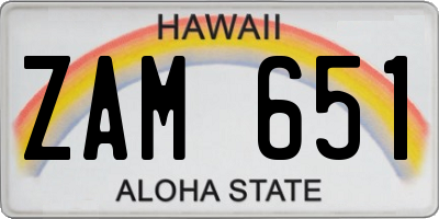 HI license plate ZAM651