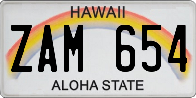 HI license plate ZAM654